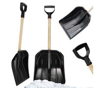 KADAX Pala de nieve pequeña de plástico, cómoda pala de nieve con mango de madera, mango ergonómico en forma de D, 60 x 30 cm