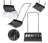 KADAX Pala quitanieves con borde de perfil de aluminio, pala ancha con ruedas, pala con mango de metal, pala de nieve con hoja de plástico, color negro