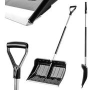 KADAX Pala quitanieves con mango de aluminio, mango ergonómico, de plástico con herrajes de aluminio (negro, 55 x 145 cm)