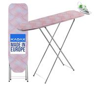 KADAX Pequeña tabla de planchar 104 x 30 cm - Mesa estable para plancha de vapor, plegable, altura regulable, con bandeja para plancha resistente al calor, compartimento extraíble