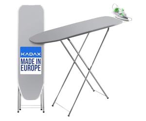 KADAX Pequeña tabla de planchar 104 x 30 cm - Mesa estable para plancha de vapor, plegable, altura regulable, con bandeja para plancha resistente al calor, compartimento extraíble