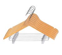 KADAX Percha de madera con pinzas de metal, dos ranuras, gancho giratorio 360°, percha para ropa, pantalones, camisas, faldas, trajes, percha para chaqueta, antideslizante (6)