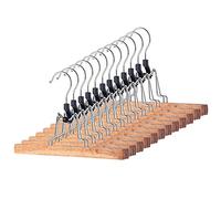 KADAX Perchas de Madera para Pantalones de Ropa, Pantalones, Falda, tensores de Pantalones, Falda, Falda, Falda, Tensor de Falda, Gancho Giratorio de 360° de Metal, Antideslizante (12)