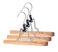 KADAX Perchas de Madera para Pantalones, Faldas, tensores de Pantalones, Faldas, tensores de tensores de Ganchos de Metal Giratorio 360°, Antideslizantes, Perchas de sujeción (3)