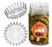 KADAX Pesos para fermentación - Juego de 12 unidades | Ayuda de fermentación fi 66 mm con red para tarros TO66 | Inserto de fermentación de plástico para chucrut, kimchi y pepinos | apto para