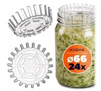 KADAX Pesos para fermentación - Juego de 24 unidades | Ayuda de fermentación fi 66 mm con red para tarros TO66 | Inserto de fermentación de plástico para chucrut, kimchi y pepinos | apto para