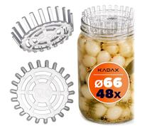 KADAX Pesos para fermentación - Juego de 48 | Ayuda de fermentación fi 66 mm con red para tarros TO66 | Inserto de fermentación de plástico para chucrut, kimchi y pepinos | apto para alimentos