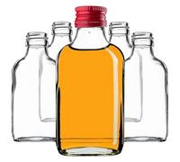 KADAX Petaca de 100 ml, 100 unidades, pequeñas botellas de cristal con tapón de rosca, botellas vacías para rellenar, mini botellas de licor, botellas de licor (rojo)