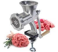 KADAX Picadora de carne de hierro fundido, 6 tamaños, máquina de carne manual con abrazadera de mesa, picadora de carne vintage, máquina de moler galvanizada, máquina de moler carne (tamaño 10)