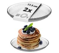 KADAX Plato de vidrio 17.5 cm, juego de 2, plato redondo de vidrio transparente, plato para servir de vidrio, ideal como plato de postre, plato de postre, plato de comida o plato para compartir