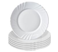 KADAX Plato hondo de 23 cm de diámetro, juego de 6 platos hondos minimalistas de vidrio templado, juego de platos, platos hondos, platos hondos, platos llanos (blanco)