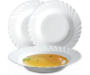KADAX Plato hondo de vidrio templado, juego de 3, plato hondo minimalista, juego de platos, plato de pasta, plato hondo, cuencos de pasta, plato llano (∅ 23 cm, blanco)