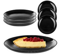 KADAX Platos de postre de 19 cm en juego de 3, platos de desayuno negros de vidrio opal, platos de postre, platos pequeños para tartas, postres y desayunos, aptos para lavavajillas (negro)