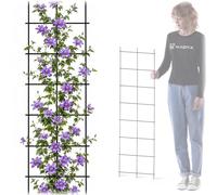 KADAX Rankgitter, Rankhilfe de acero, enrejado de pared para plantas, jardín, balcón, terraza, rejilla de alambre, ayuda para trepar, enrejado de plantas, espaldera, fijación a la pared, negro (35 x