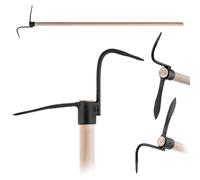 KADAX Rascador de lechada con mango largo de madera y cabezal de gancho doble robusto, rascador de malas hierbas para eliminar con precisión las malas hierbas y el musgo, herramienta de jardín (con