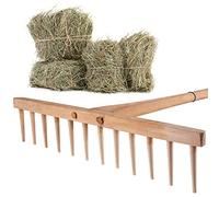 KADAX rastrillo de heno con Mango Largo de Madera para jardín, parterres y césped, Herramienta de jardín