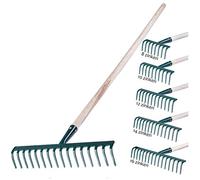 KADAX Rastrillo de Metal Plano Con Mango de Madera - Escoba de Hojas Para Jardín, Césped y Hierba - Herramienta de Jardinería Verde