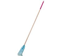 KADAX Rastrillo de plástico para mujer, rastrillo con mango largo de madera, abanico de hojas para jardín, cómodo rastrillo de jardín, escoba de hojas, herramienta de jardinería (7 dientes)