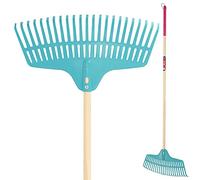 KADAX Rastrillo de plástico para mujer, rastrillo con mango largo de madera, abanico de hojas para jardín, cómodo rastrillo de jardín, escoba de hojas, herramienta de jardín, herramienta de jardín (45