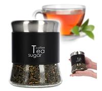 KADAX Recipiente de cristal, recipiente para café, té de hojas, recipiente de café, recipiente para té, azucarero, recipientes de almacenamiento (750 ml, negro)