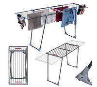 KADAX Tendedero Extensible de Acero Resistente con Capacidad para Ropa de Gran Volumen, Ruedas, Diseño Plegable y Estructura Grande (Negro)