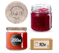 KADAX Set de 10 tarros de 200 ml con tapa de rosca Ø 66 mm tarros de postre de paredes gruesas, herméticos, aptos para lavavajillas, ideales para mermeladas y conservas