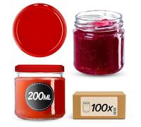 KADAX Set de 100 tarros de 200 ml con tapa de rosca Ø 66 mm, tarros de postre de paredes gruesas, herméticos, aptos para lavavajillas, ideales para mermeladas y conservas