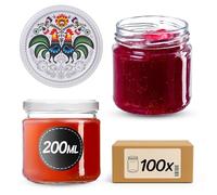 KADAX Set de 100 tarros de 200 ml con tapa de rosca Ø 66 mm, tarros de postre de paredes gruesas, herméticos, aptos para lavavajillas, ideales para mermeladas y conservas