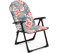 KADAX Sillón de jardín con Respaldo Ajustable, Silla de Relax de Estructura de Acero pulverizado, Silla Plegable con Capacidad de Carga de hasta 110 kg, (S Ovalado, Gris/Rosa)