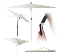 KADAX Sombrilla rectangular para balcón, 210 x 140 cm, altura ajustable para balcón y terraza, sombrilla plegable con bolsa de transporte, crudo, 210 x 140 cm