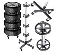 KADAX Soporte para 4 neumáticos de coche con llantas, árbol de llantas con ruedas para garaje, estante de neumáticos que ahorra espacio, árbol de neumáticos para neumáticos, accesorios de garaje