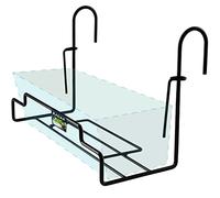 Kadax - Soporte para macetas, para barandillas, balcones, terrazas, jardineras, interior y exterior, soporte para plantas de acero, con gancho, color negro (ancho: 14 cm)