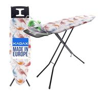 KADAX Tabla de planchar de 120 x 38 cm, mesa plegable con estructura de acero estable, funda resistente al calor y bandeja para plancha, altura regulable (multicolor)