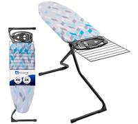 KADAX Tabla de Planchar Grande con Altura Regulable, Funda Lavable, Soporte para Plancha y Estante para Ropa, Mesa Plegable (Azul, 120 x 42 cm)