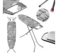 KADAX Tabla de planchar plegable, 120 x 38 cm, con red de metal, tabla de planchar con pies antideslizantes, tabla de planchar ajustable en altura con bandeja para plancha (gris)