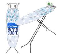 KADAX Tabla de planchar plegable, 120 x 38 cm, tabla de planchar con red de metal, tabla de planchar con pies antideslizantes, tabla de planchar ajustable en altura con bandeja para plancha