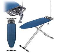 KADAX Tabla de planchar de aluminio, 120 x 42 cm, estable, plegable, altura ajustable, ligera y portátil, con bandeja para plancha y soporte para cables, fabricada en la UE