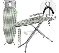 KADAX Tabla de Planchar Plegable con Enchufe, Altura Regulable, Funda Removible, Mesa para Planchar Mangas y Soporte para Plancha y Cable (Verde)