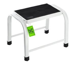 KADAX Taburete de acero, escalera doméstica de hasta 150 kg, taburete de transporte con patas antideslizantes, escalera doméstica, taburete de aluminio (1 nivel)