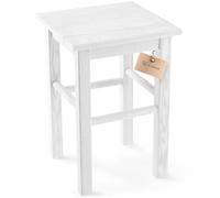 KADAX Taburete de madera de pino natural sin pintar, reposapiés en 3 modelos diferentes, silla de bar, taburete de escalón, taburete cuadrado claro