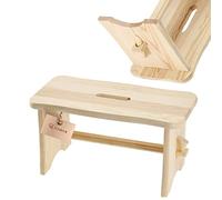 KADAX Taburete de Madera de Pino Natural Sin Pintar, Reposapiés en 3 Modelos Diferentes, Silla de Bar, Taburete de Escalón (Rectangular)