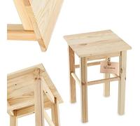 KADAX Taburete de madera, reposapiés de madera de pino natural sin pintar, reposapiés en 3 modelos diferentes, silla de bar, taburete de escalón, taburete de madera (cuadrado)