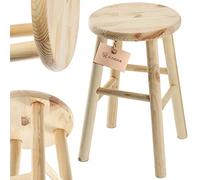 KADAX Taburete de madera, reposapiés de madera de pino natural sin pintar, reposapiés en 3 modelos diferentes, silla de bar, taburete de escalón, taburete de madera (redondo)