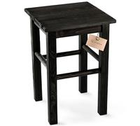 KADAX Taburete de madera, reposapiés de madera de pino natural sin pintar, reposapiés en 3 modelos diferentes, silla de bar, taburete de escalón, taburete de madera (cuadrado negro)