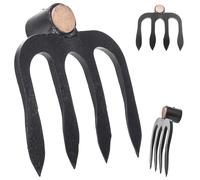 KADAX Talón de patata de 4 dientes de acero forjado, tacón de estiércol para jardinería, herramientas de jardín, talón para jardín (sin tallo)