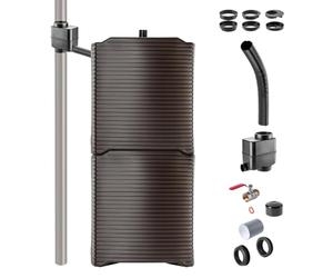 KADAX Tanque de lluvia modular para jardín, barril de lluvia resistente a la intemperie, 126 litros, colector de agua, depósito de lluvia de plástico, barril de agua (2 x moca + juego de colectores A)