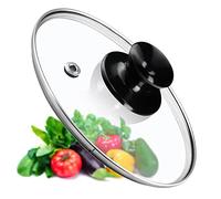 KADAX Tapa de cacerola, tapa universal de cristal con mango negro brillante, tapa resistente al calor en diferentes tamaños, tapa de sartén, tapa de cristal para olla, sartén (14 cm)