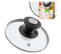 KADAX tapa de cocina de cristal 16 cm - negro y plata con pomo - para cocinar a diario en ollas y sartenes - orificio de vapor para menos desbordamientos sin levantar la tapa