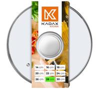KADAX tapa de cocina de cristal 28 cm - pomo plateado - para cocinar a diario en ollas y sartenes - orificio de vapor para menos desbordamientos y cocción a la vista sin levantarla