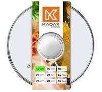 KADAX tapa de cristal Ø14 cm para olla y sartén - pomo plateado - para cocinar a diario - orificio de vapor para menos desbordes y cocción a la vista sin levantarla